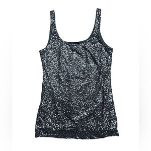 Y2K silver charcoal gray sequin tank top. Sz. M